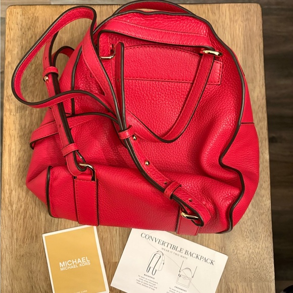 Michael Kors Vibrant Red Floral Backpack - Picture 2 of 9